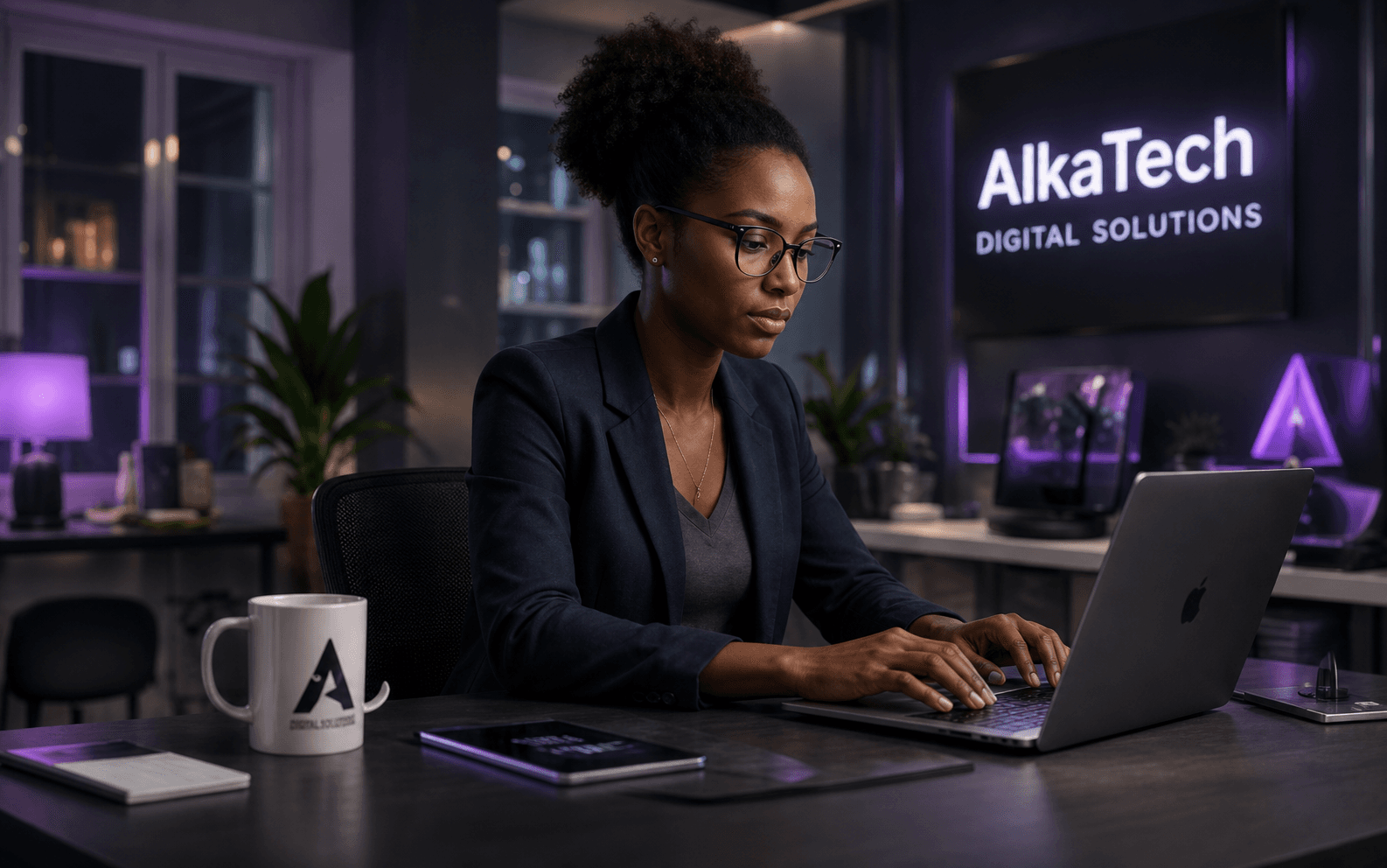 AlkaTech professional building digital solutions in a modern studio